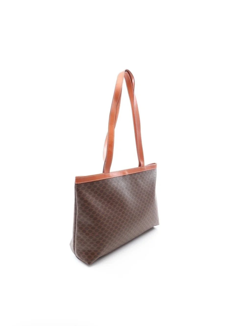 Celine Macadam Triomphe Canvas Leather Tote Brown w/ Controllo Tag Vintage - Picture 2 of 11